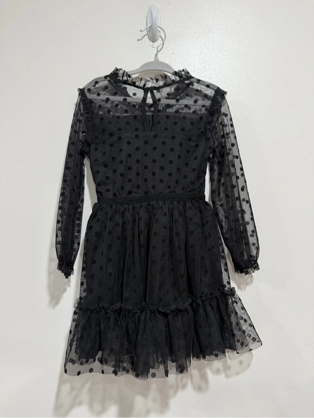 BCBGirls Black Swiss Dot Tulle Dress Girls Long Sleeve Party Dress 3T